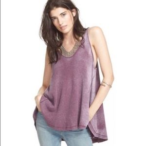 Free People Purple Kitten Waffle Knit Tank - Large